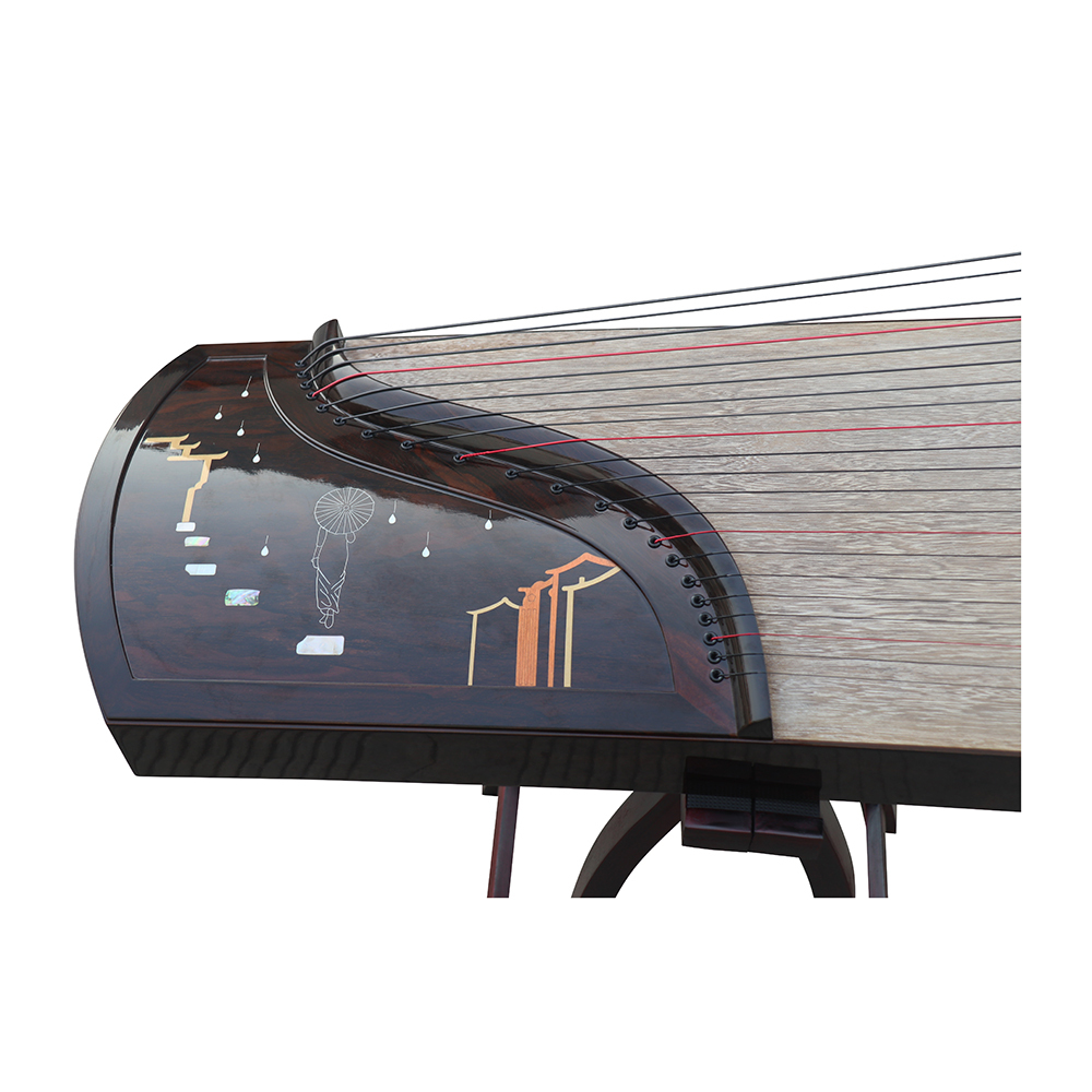 Collection Grade Black Sandalwood Bright Lacquer Soundboard Whole Piece Digged Guzheng 山悠韵收藏级黑檀亮漆面挖古筝