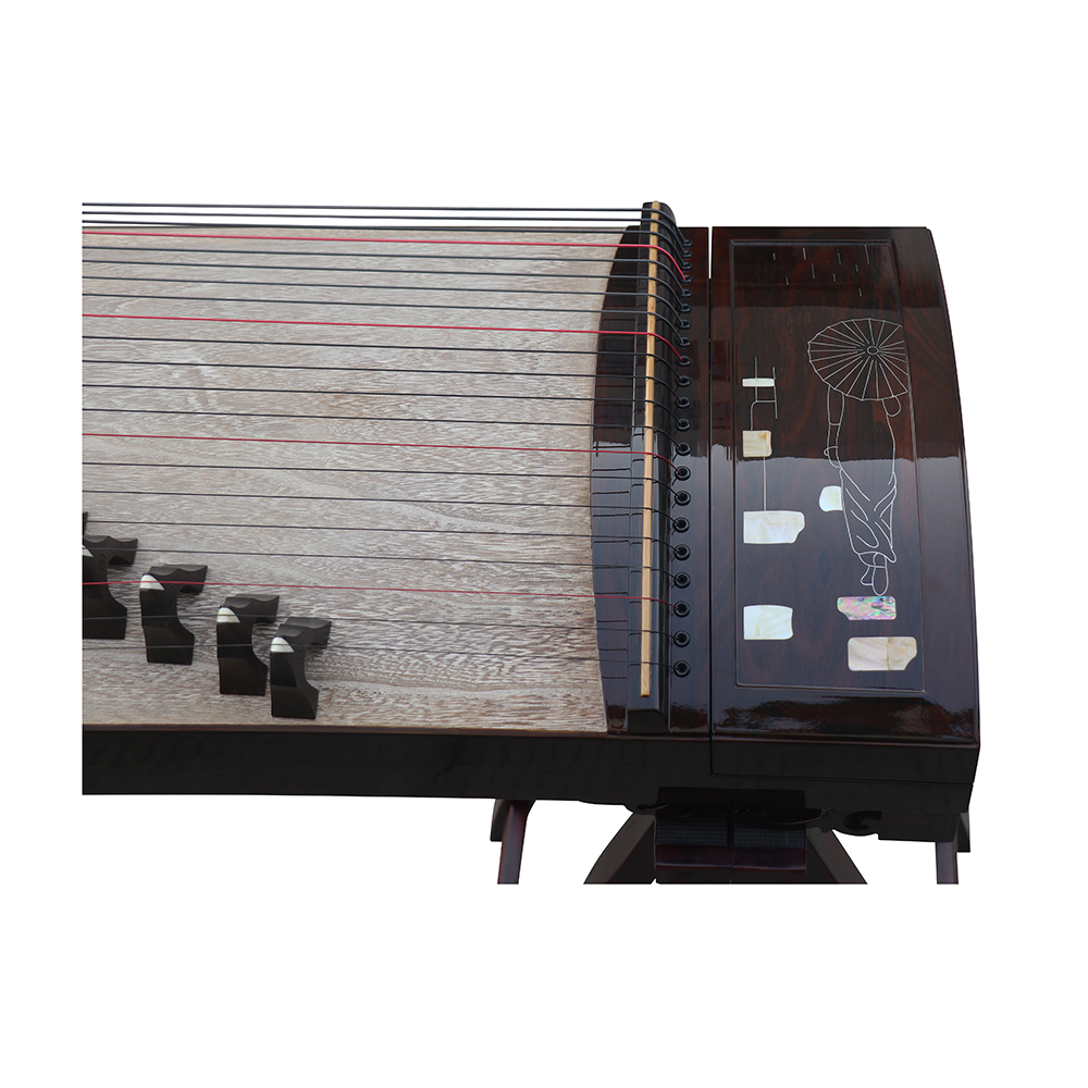 Collection Grade Black Sandalwood Bright Lacquer Soundboard Whole Piece Digged Guzheng 山悠韵收藏级黑檀亮漆面挖古筝