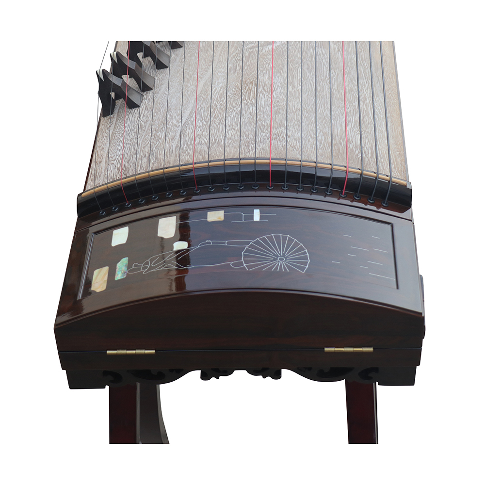 Collection Grade Black Sandalwood Bright Lacquer Soundboard Whole Piece Digged Guzheng 山悠韵收藏级黑檀亮漆面挖古筝