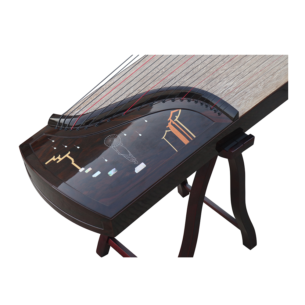 Collection Grade Black Sandalwood Bright Lacquer Soundboard Whole Piece Digged Guzheng 山悠韵收藏级黑檀亮漆面挖古筝
