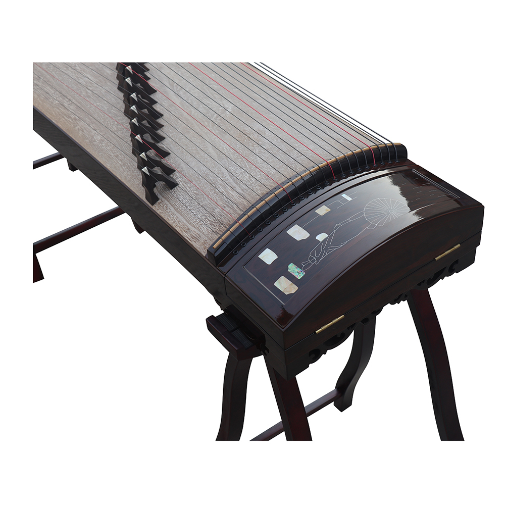 Collection Grade Black Sandalwood Bright Lacquer Soundboard Whole Piece Digged Guzheng 山悠韵收藏级黑檀亮漆面挖古筝