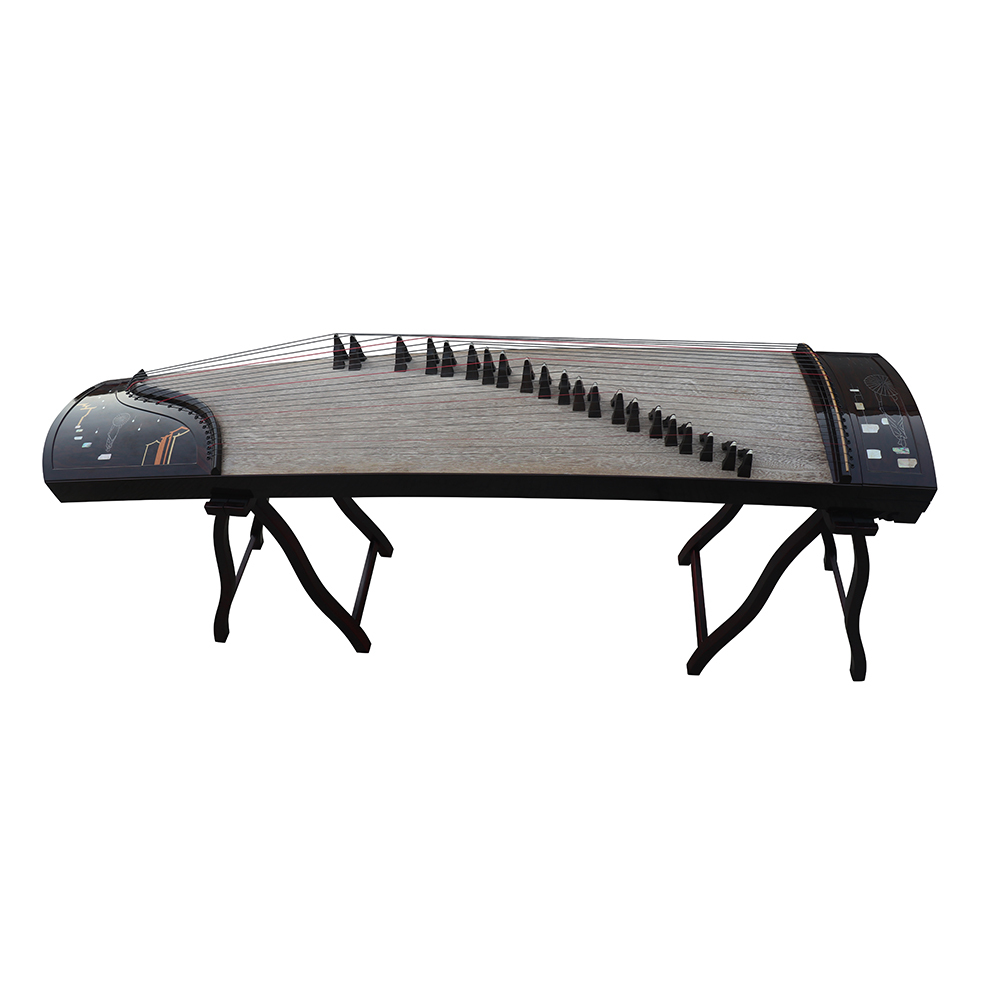 Collection Grade Black Sandalwood Bright Lacquer Soundboard Whole Piece Digged Guzheng 山悠韵收藏级黑檀亮漆面挖古筝