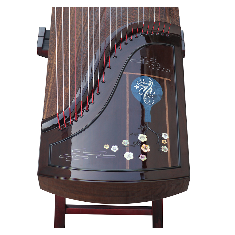 Collection Grade Black Sandalwood Bright Lacquer Whole Piece Digged Guzheng 山悠韵收藏级黑檀亮漆整挖古筝