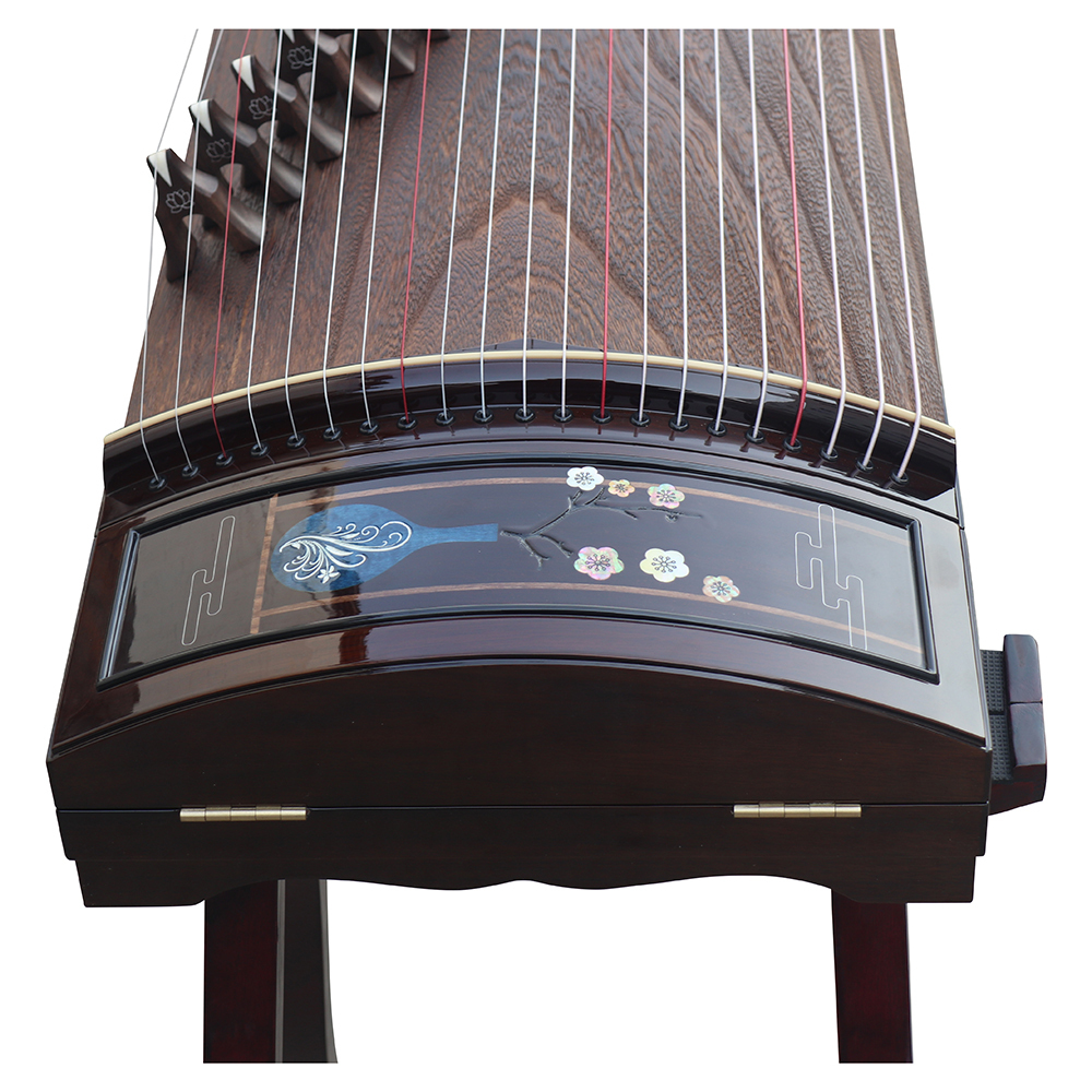 Collection Grade Black Sandalwood Bright Lacquer Whole Piece Digged Guzheng 山悠韵收藏级黑檀亮漆整挖古筝