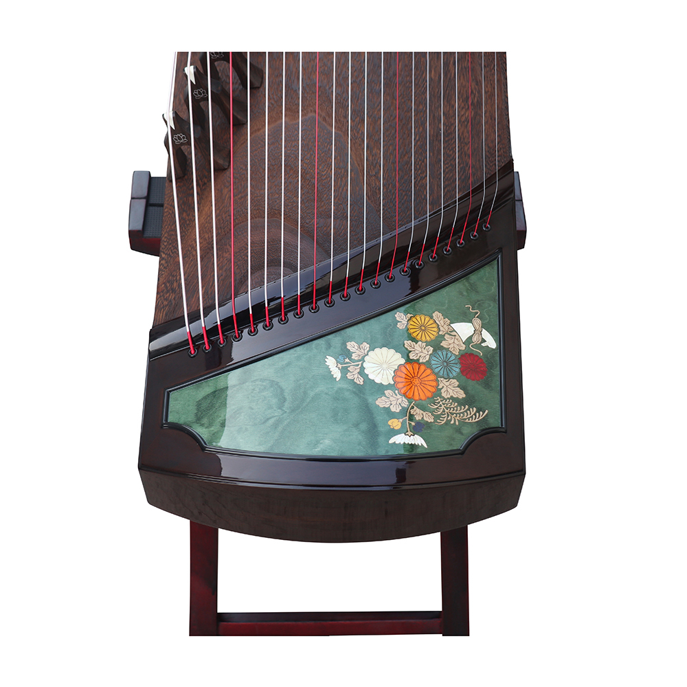 Collection Grade Black Sandalwood Bright Lacquer Whole Piece Digged Travel Size Guzheng 135cm 山悠韵黑檀亮漆整筝挖古筝135 cm