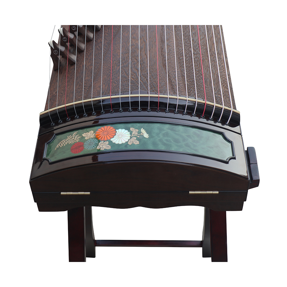 Collection Grade Black Sandalwood Bright Lacquer Whole Piece Digged Travel Size Guzheng 135cm 山悠韵黑檀亮漆整筝挖古筝135 cm