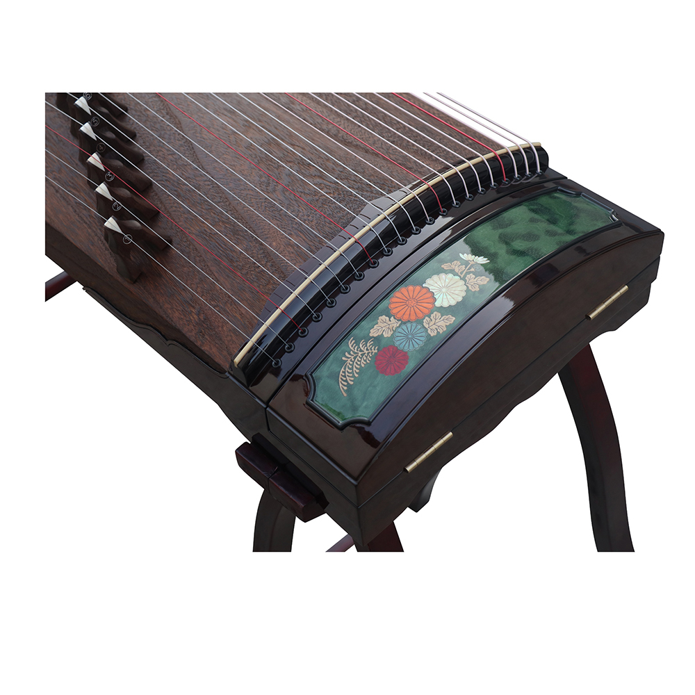 Collection Grade Black Sandalwood Bright Lacquer Whole Piece Digged Travel Size Guzheng 135cm 山悠韵黑檀亮漆整筝挖古筝135 cm