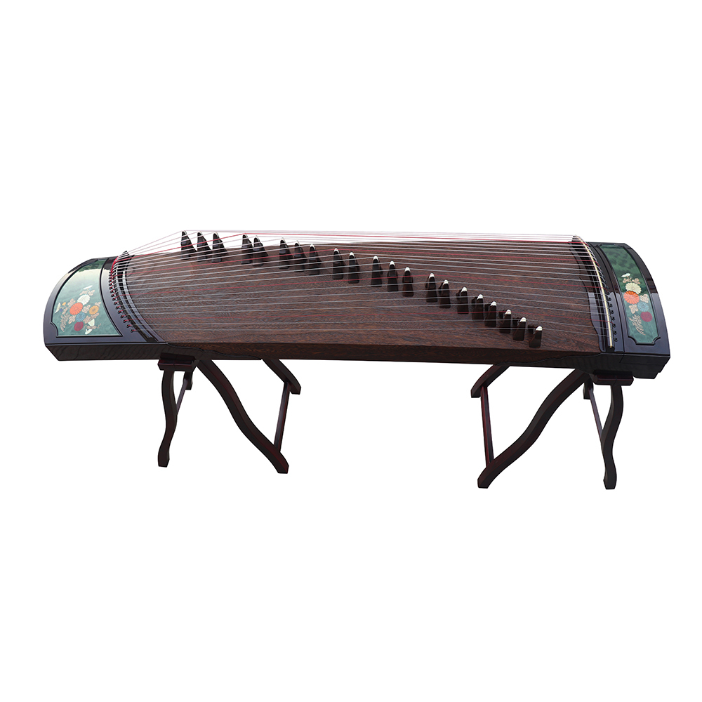 Collection Grade Black Sandalwood Bright Lacquer Whole Piece Digged Travel Size Guzheng 135cm 山悠韵黑檀亮漆整筝挖古筝135 cm