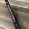 Black radio  strap with thin red line paint theme, white outline and red stitching