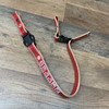 Fire truck red chin strap with white out line and white outline