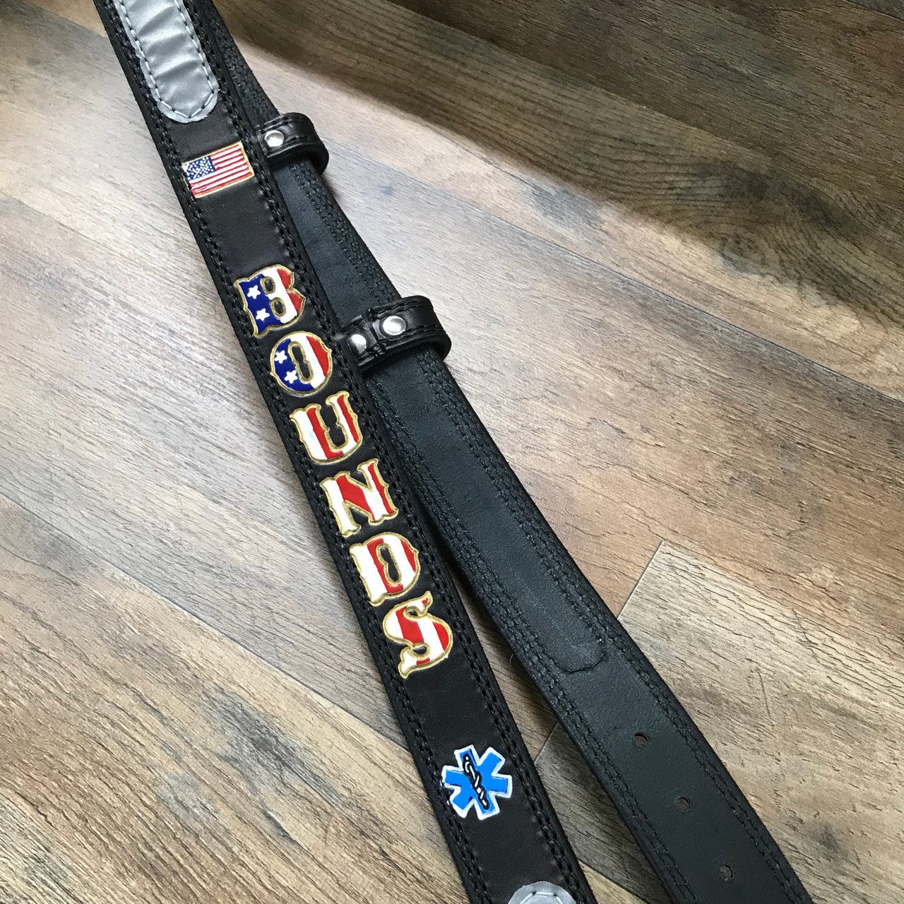 Black Custom Leather Firefighter Radio Strap with Holster