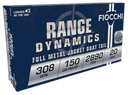 Fiocchi 308A Range Dynamics  308Win 150gr Full Metal Jacket Boat Tail 20 Per Box/10 Case 54477