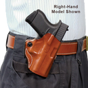 DeSantis Gunhide 019TB7WZ0 Mini Scabbard  OWB Tan Leather Belt Slide Fits Springfield Prodigy w/wo Red Dot Fits 4.25" Barrel Left Hand 149546
