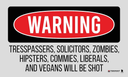 TekMat TEK42TRESPASSERS Trespassers Will Be Shot Door Mat Multi-Color Rubber 25"x42" 155346