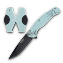 Bear & Son Edge Brisk 2.0 Folding Knife & Sharpener Combo Drop Point Blade Teal Camo CW71828