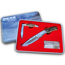 Bear & Son Limited Edition Gift Tin Two Folding Knife Combo Set Stag Delrin CW71830