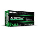 Ammo Inc Streak Handgun Ammunition 9mm Luger Green 115gr TMJ 1124 fps 50/ct DH9115TMCSTRKGREEN