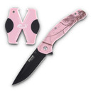 Bear & Son Edge Brisk 2.0 Folding Knife & Sharpener Combo Drop Point Blade Pink Camo CW71826