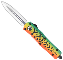 CobraTec Knives MFLGNFS3DAGNS FS-3 Fishing Lure Medium 3" OTF Dagger Plain Satin D2 Steel Blade, 4.50" Green Fishing Lure Aluminum Cerakoted Handle 149061