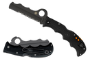 Spyderco C79PSBBK Assist Lightweight 3.69" Folding Part Serrated Black DLC VG-10 SS Blade/Black Textured FRN Handle Includes Glass Breaker/Pocket Clip 158051