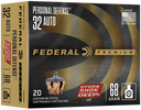 Federal P32HSD1 Hydra-Shok Deep Personal Defense 32ACP 68gr Jacketed Hollow Point 20 Per Box/10 Case 162263 Federal P32HSD1 Hydra-Shok Deep Personal Defense 32ACP 68gr Jacketed Hollow Point 20 Per Box/10 Case 162263