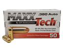 MaxxTech PTGB380B Brass Pistol  380ACP 95gr Full Metal Jacket 50 Per Box/20 Case 133738