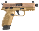 FN 66101009 502 Tactical 22 LR 10+1 4.60" Black Steel Threaded Barrel, Flat Dark Earth Optic Ready/Serrated Slide & Polymer Frame w/Picatinny Rail, FDE Textured Polymer Grip, Ambidextrous 139623