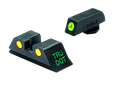 Meprolight USA 102243201 Tru-Dot Sight Set Green Tritium Front/Yellow Tritium White Rear Sight Compatible w/Glock 17/17L/19/22/23 99124