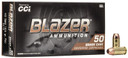 CCI Blazer Brass Handgun Ammunition .40 S&W 165 gr FMJ 1050 fps 50/ct CC5210