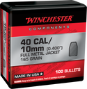 Winchester Ammo WB40TC165X Centerfire Handgun Reloading 40S&W 165gr Full Metal Jacket Truncated Cone 100 Per Box/10 Case 133852