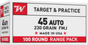 WINCHESTER USA 45ACP 230GR FMJ 100RD BOX WINCUSA45AVP WINCHESTER USA 45ACP 230GR FMJ 100RD BOX WINCUSA45AVP