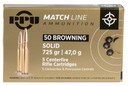 PPU 50BMG MATCH SOLID FMJ 725GR 5RD BOX 20 BOXES PER CASE PPUPPM50