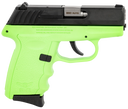 SCCY Industries CPX-3CBLG CPX-3  380 ACP 10+1 3.10" Lime Green Polymer Serrated Black Nitride SS Slide Finger Grooved Lime Green Polymer Grip 144560