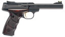 Browning 051429490 Buck Mark Plus *CA Compliant 22 LR 10+1 5.50" Slab Side Barrel, Matte Black Serrated Steel Slide  & Aluminum Frame, Brown Finger Grooved Laminate Grips 45434