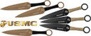 MC USMC 9" SPEAR POINTTHROWING KNIVES 6-PACK BLK/FDE MT0016CS