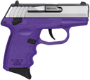 SCCY Industries CPX-4TTPU CPX-4  380 ACP 10+1 2.96" Purple Polymer Serrated SS Slide Finger Grooved Purple Polymer Grip 144584