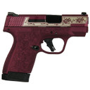 S&W M&P Shield Plus Custom Engraved Rose Black Cherry Handgun 9mm Luger 10rd/13rd Magazines 3.1" Barrel Thumb Safety SW13246RBC