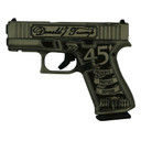 Glock 43x MOS Custom "Trump 2024 Crushed Silver Distressed" Subcompact Handgun 9mm Luger 10rd Magazines (2) 3.41" Barrel Black 5.5lb Trigger Front Rail Austria GLPX4350201FRMOST24