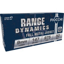 Fiocchi Pistol Shooting Dynamics Handgun Ammunition 9mm Luger 147 gr FMJ 50/Box XN9APDUSA