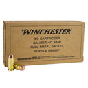 Winchester Service Grade 40 S&W 165 gr. FMJ-FN 1060 fps 50/ct WNSG40W