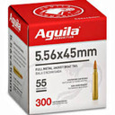 Aguila Rifle Ammunition 5.56mm 55gr FMJBT 3260 fps 300/ct (Bulk) AU1E556126