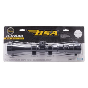 BSA Rifle Scope 3-9x40 1" 30/30 Black with Rings OSBR39X40WRTB BSA Rifle Scope 3-9x40 1" 30/30 Black with Rings OSBR39X40WRTB