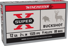 Winchester Ammo XB1200 Super X 12Gauge 2.75" 9Pellets 00Buck Shot 5 Per Box/50 Case 65079 Winchester Ammo XB1200 Super X 12Gauge 2.75" 9Pellets 00Buck Shot 5 Per Box/50 Case 65079