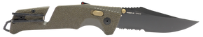 S.O.G SOG11121141 Trident AT 3.70" Folding Clip Point Part Serrated Satin Cryo D2 Steel Blade, OD Green Textured GRN Handle, Peg Box Pkg 164804 S.O.G SOG11121141 Trident AT 3.70" Folding Clip Point Part Serrated Satin Cryo D2 Steel Blade, OD Green Textured GRN Handle, Peg Box Pkg 164804