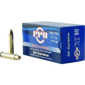 PPU Rifle Ammunition .30 Carbine 110 gr FMJ-RN 1990 fps 50/ct OQPP30F