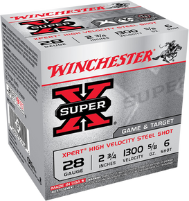 Winchester Ammo WE28GT6 Super X Xpert High Velocity 28Gauge 2.75" 5/8oz 6Shot 25 Per Box/10 Case 116851 Winchester Ammo WE28GT6 Super X Xpert High Velocity 28Gauge 2.75" 5/8oz 6Shot 25 Per Box/10 Case 116851