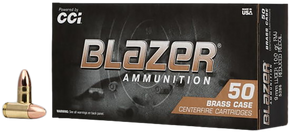 CCI 5296 Blazer Brass Full Metal Jacket 9mmLuger 100gr Full Metal Jacket 50 Per Box/20 Case 162320
