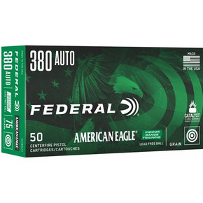 Federal American Eagle IRT Lead Free Handgun Ammuntion .380 Auto 75gr 890 fps 50/ct FAAE380LF1