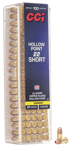 CCI 0028 VNT Rimfire 22Short 27gr Copper Plated Hollow Point 100 Per Box/50 Case 64518 CCI 0028 VNT Rimfire 22Short 27gr Copper Plated Hollow Point 100 Per Box/50 Case 64518
