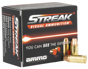 Ammo Inc 9124JHPSTRKRED Streak Visual (RED) 9mm Luger 124gr Jacket Hollow Point 20 Per Box/10 Case 147583 Ammo Inc 9124JHPSTRKRED Streak Visual (RED) 9mm Luger 124gr Jacket Hollow Point 20 Per Box/10 Case 147583